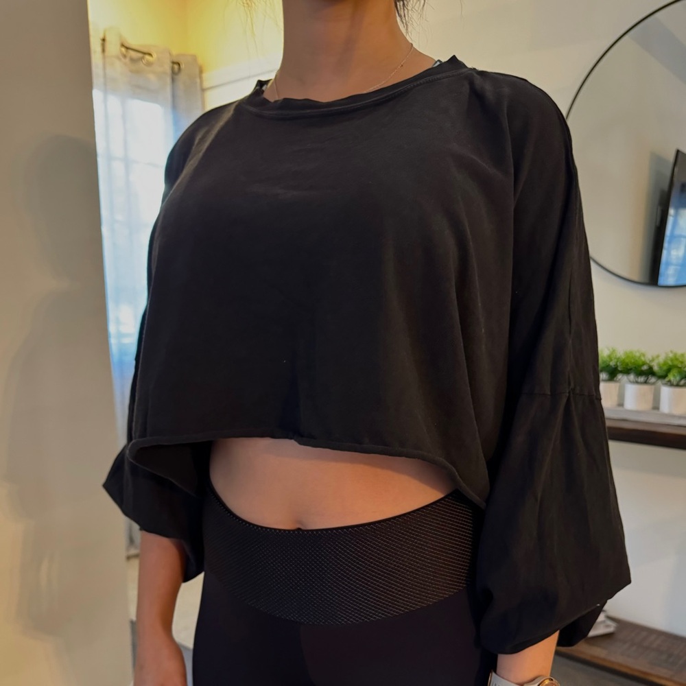 Bershka Black Oversized Crop Top